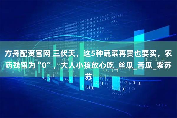方舟配资官网 三伏天，这5种蔬菜再贵也要买，农药残留为“0”，大人小孩放心吃_丝瓜_苦瓜_紫苏